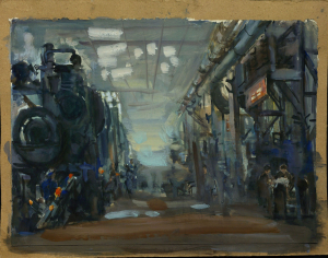 "На заводзе". Папера, гуаш. 1948 г.