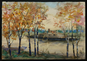 "Залатыя бярозкі". Папера, акварэль, фламастар. 1959 г.
