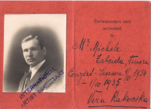 Пасведчанне артыста М. Забэйды на канцэртны сезон 1934 – 1935 гг.