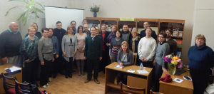 Удзельнікі XVI Архіўных чытанняў, прысвечаных 125-годдзю з дня нараджэння артысткі, педагога, мемуарысткі, заслужанага дзеяча культуры БССР П.Мядзёлкі. 04.10.2018 г.