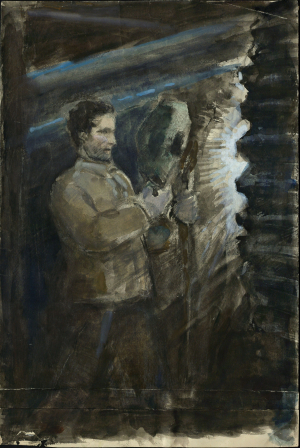 "Электразваршчык Антонік". Папера, гуаш. 1948 г.