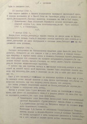 Дзённікі і ўспаміны блакаднікаў. З фондаў ЦДАЛМ СПб