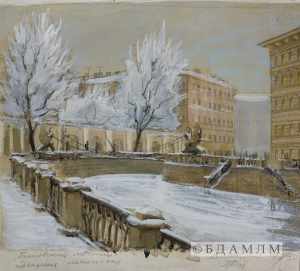 “Банковский мост”. Падкаляраваная літаграфія. 1953 г.
