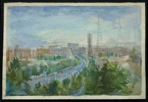 "Мінскі пейзаж". Папера, акварэль. 1953 г.