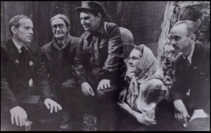 П.Броўка, Я.Цікоцкі, М.Дзянісаў, Л.Александроўская, М.Шнейдэрман на рэпетыцыі спектакля “Алеся” ў Дзяржаўным тэатра оперы і балета БССР. 1944 г. (БДАМЛМ)